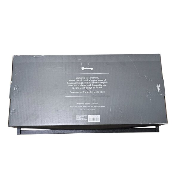 Threshold Cabinet With Hooks Graywash Finish 7.5" H x 16" W x 8" D - Picture 10 of 10